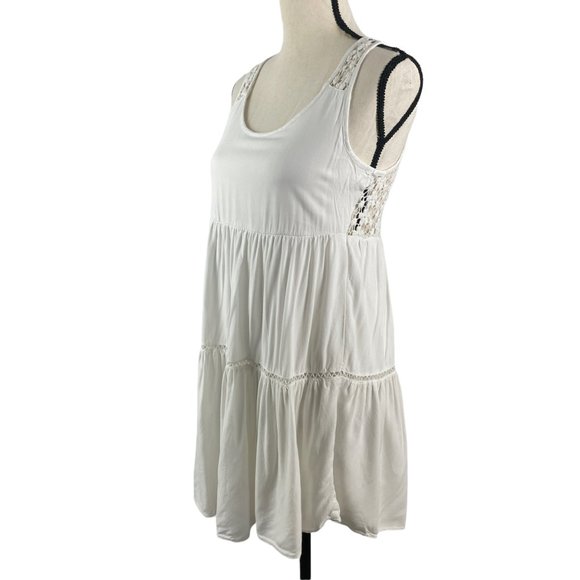 AMERICAN EAGLE OUTFITTERS WHITE TIERED BOHO DRESS FLORAL CROCHET LACE BACK XXS - Picture 4 of 9